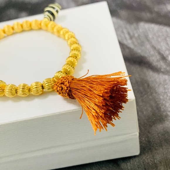 Tory Burch Bracelet Roxanne Multicolot Bead Tassel bracelet Rolled Gold - Picture 9 of 14